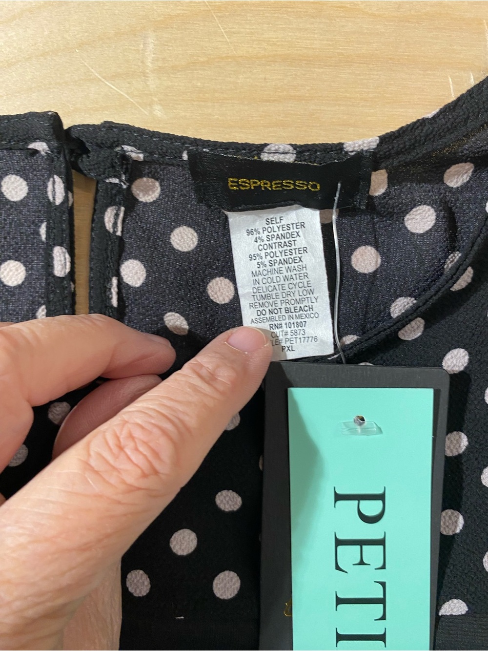 Espresso Black Polka Dot Sleeve Blouse PXL (RV) - Picture 6 of 9